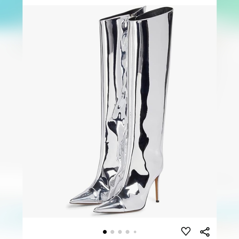 Arqa Metallic knee high boots